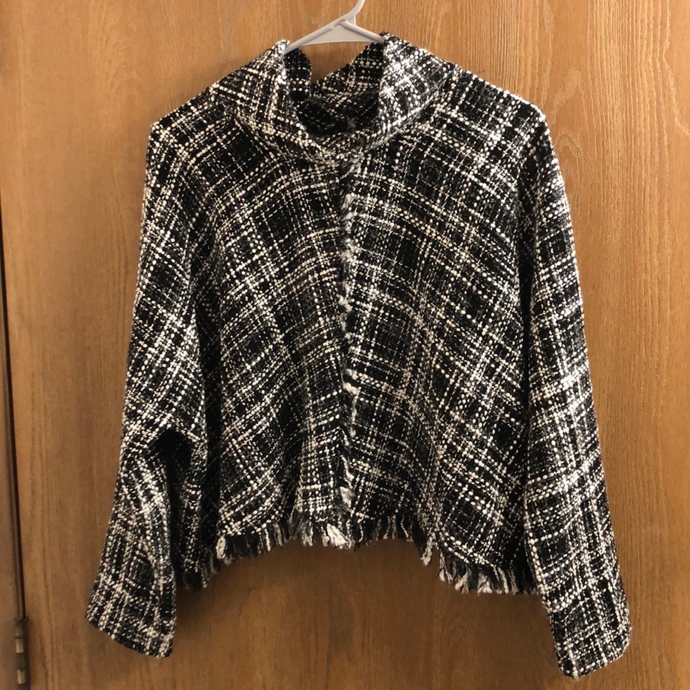 Zara Mock-Neck Black & White Sweater